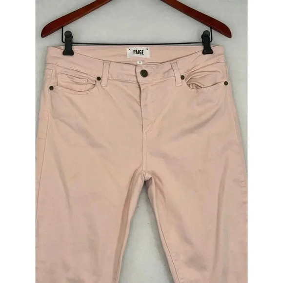 Paige Verdugo Crop Skinny Jeans Light Pink Raw Hem Mid Rise Super Stretch 31 - Picture 4 of 8